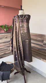 Banarsi tissue silk thread embroidery 3 piece suit set