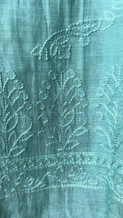 Blue Banarsi Mul chikankari 3 piece set