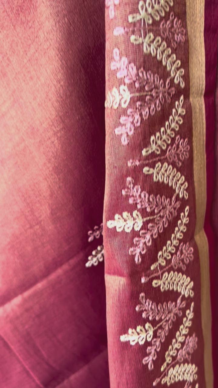 Banarsi tissue silk thread embroidery 3 piece suit set