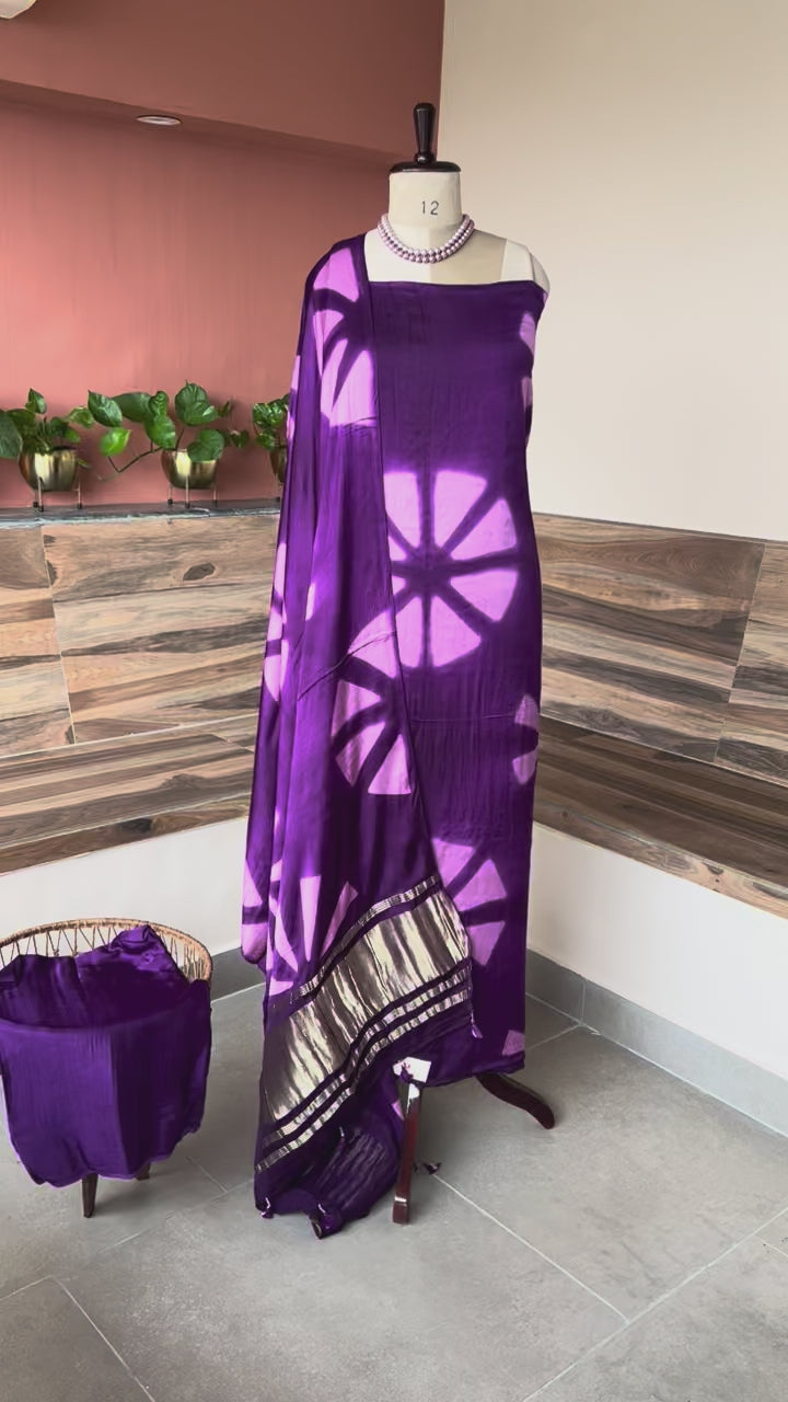 Modal Silk Clamp dyed 3 piecesuit set