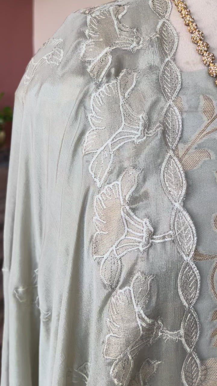 Banarsi khaddi georgette chinon applique suit set