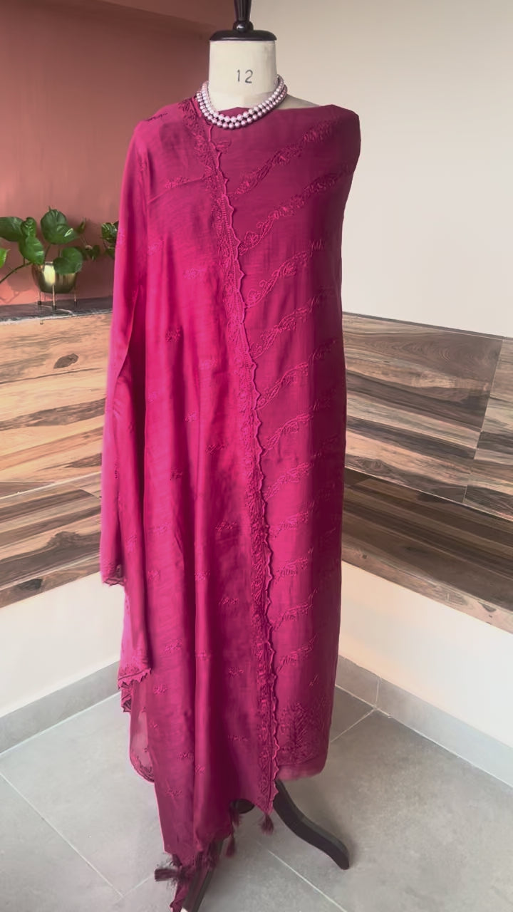 Banarsi Mul chikankari 3 piece set